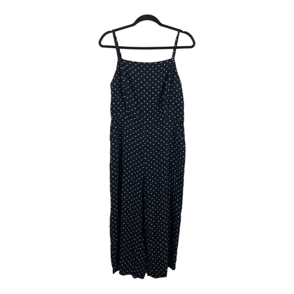 Old Navy L Jumpsuit Sleeveless Polka Dot Straight Leg Ruched Back Adjustable - Picture 1 of 7